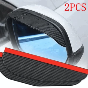2PCS Carbon Fiber Black Mirror Rain Visor Guard For Car Auto Accessories - Bild 1 von 11