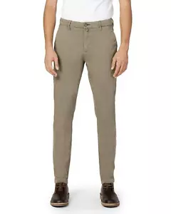 Borghese Men's  Slim Fit Trousers With Zip And Button Fastening In Green - Picture 1 of 2