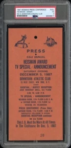 1987 Heisman Trophy Award Ceremony Press Pass PSA Ticket Stub Tim Brown Winner - Picture 1 of 2