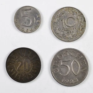 AUSTRIA Lotto 4 monete 5 Groschen 1931, 10 Groschen 1925, 20 G 1951, 50 G 1931 - Picture 1 of 2