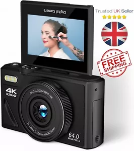 Kompaktowy aparat cyfrowy - 180° Flip Screen, wideo 64MP 4K UHD, idealne do vlogowania - Zdjęcie 1 z 7