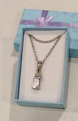 Collana ciondolo cristallo austriaco trasparente catena metallo rodiato - Immagine 1 di 4