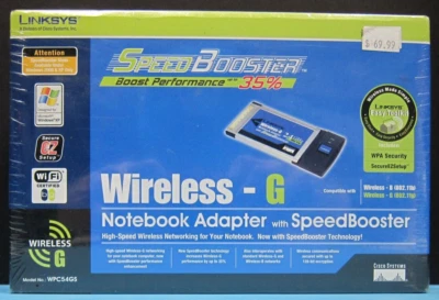 NEW - Linksys WPC54GS Wireless G Notebook Network WiFi Adapter with SpeedBooster - Image 1 of 4