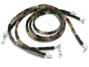 18"inch Necklace Genuine Watermelon Tourmaline Rondelle Faceted 4-4.5mm Beads - Picture 1 of 3