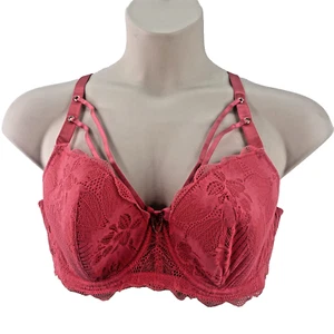 Sujetador de balcón con aros de encaje a rayas Figleaves Curve, talla 42C, coral WH037 - Imagen 1 de 15