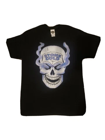 Stone Cold Steve Austin Blue Skull WWE Officially Licensed Mens Black Shirt Cover