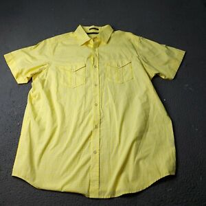 Sean John Original Fit Button Shirt Mens XL Short Sleeve Yellow