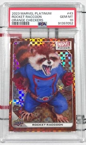 ROCKET RACCOON PSA 10 2023 Upper Deck Marvel Platinum #43 Orange Checkers /33 ♤ - Picture 1 of 2