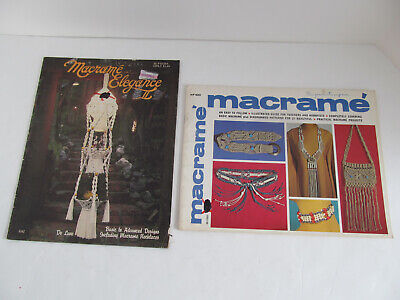 2 De Colección Macrame Elegancia Patrones Libro Portaplantas 1973 Cartera Cinturón Collar Con • 15.80€
