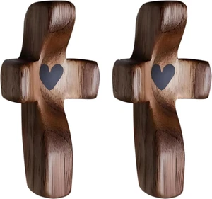 Abvsdu-2Wooden Cross My Heart Incoraggiamento Tasca Regalo, Sollievo Stress Punta Dita - Foto 1 di 6