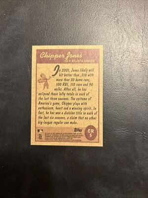 Cb9 Chipper Jones, Atlanta Braves Cr-5 Topps Heritage Classic Redentitions 2001 - Image 1 of 2