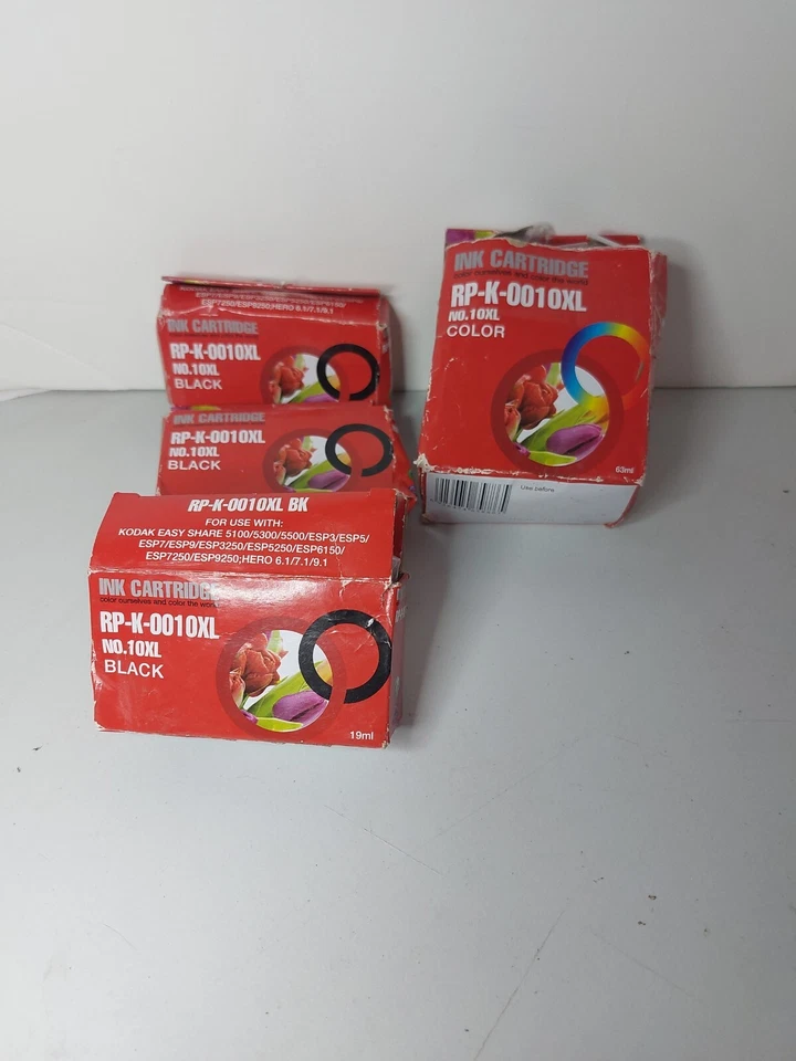 3x Ink Cartridge RP-K-0010XL  Black 19 ml For Kodak Printers 1x Color 63ml - Image 1 of 3