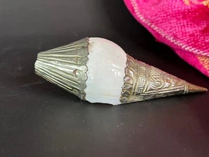 Old Tibetan Sea Shell with Silver Covering Conch …beautiful collection and displ - Bild 1 von 6