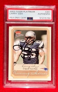 2002 Fleer Platinum 201 Larry Izzo Signed Card PSA Auto Patriots POP 1 - Picture 1 of 2