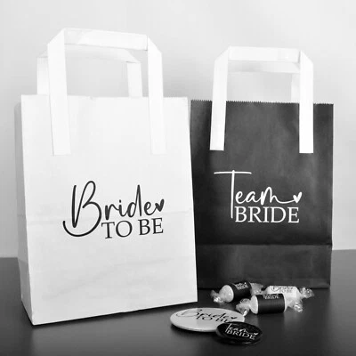TEAM BRIDE HEN PARTY BAGS - Black and White Hen Party Goody Bags Paper Bags