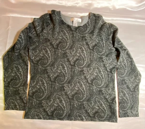 Jones New York Sweater, XL, Long Sleeves, Black and Gray Paisley - Picture 1 of 5