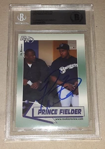 PRINCE FIELDER MILWAUKEE BREWERS SIGNED 2002 ROOKIE REVIEW CARD BAS SLABBED - Picture 1 of 3