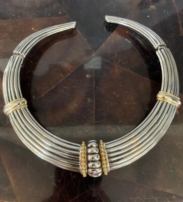 Gargantilla John Medeiros JM EE. UU. Collar con bisagras chapado en oro y rodio de colección Foto 1 de 4