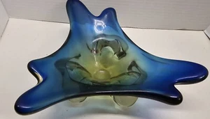 Schöne Vintage Murano Italien, Kunstglas Freiform Blau Konsolenschale  - Bild 1 von 4