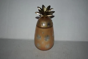 Anthropologie Retired Pineapple Etched Glass Candle Ambered Topaz - Hard To Find - Picture 1 of 2