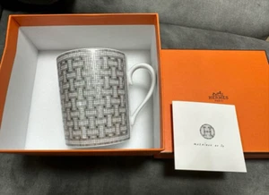 Hermes Mosaique Au 24 Mug Cup Van quatre Platinum Silver Porcelain 300ml Box - Picture 1 of 5