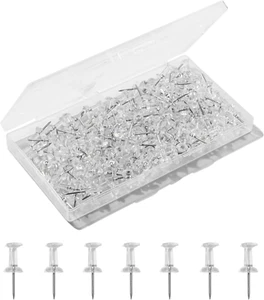 150 Pcs Clear Push Pins, Standard Thumb Tacks Steel Point and Plastic Head, Push - Picture 1 of 7