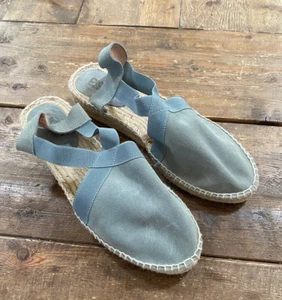 Picón Wildleder Slingback blau Espadrilles Wildleder Riemchen Slipper Handarbeit Schuhe 9,5 - Bild 1 von 6