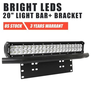 20" Bull Bar Bumper License Plate Mounting Bracket + 20" Combo LED Light Bar - Picture 1 of 12