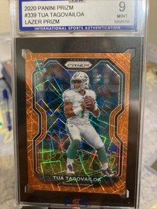 2020 Panini Prizm Tua Tagovailoa #339 Orange Laser ISA 9 RC
