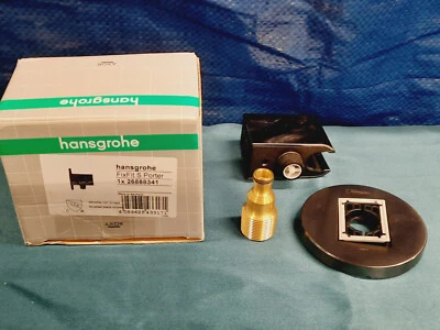 Hansgrohe 26888 341 FixFit S Tomada Porter Cromada Preta Escovada *PRECISA DE PARAFUSOS* - Imagem 1 de 4