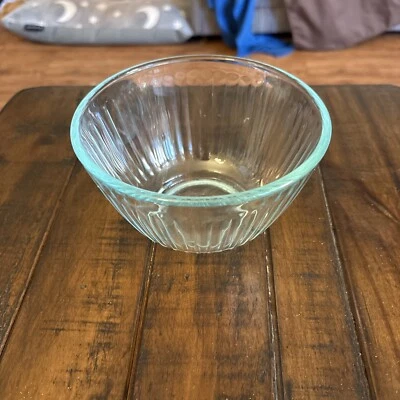 Pyrex 3 Cup Glass Ribbed Bowl Clear 7401 - S 5.5” - Image 1 of 4