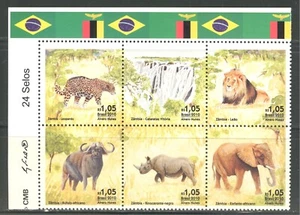 BRAZIL 2010, ZAMBIA AFRICAN WILD ANIMALS, BLOCK OF 6, MNH - Picture 1 of 1