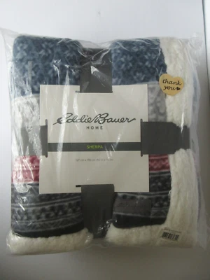 Cozy Blanket Eddie Bauer Home Sherpa Polyester 50x70 Multi Color NEW - Image 1 of 4