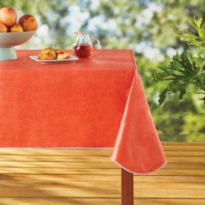 Mainstays Coral Summer Linen Print Vinyl Tablecloth 60"x84" Rectangular - Image 1 of 4