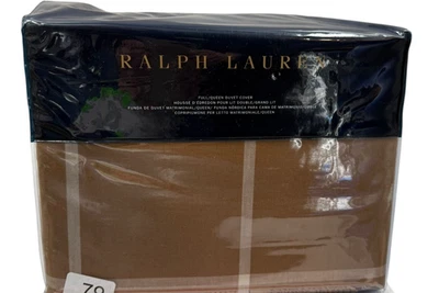 Ralph Lauren Home Window Pane 骆驼全/大号被套全新带标签 500 美元 — 第 1/4 张图片