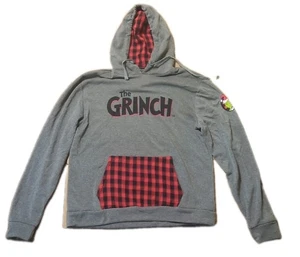 Universal Studios Grinch Grey Plaid Hoodie Hooded Sweatshirt Size Small XXXL - Picture 1 of 4
