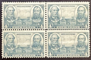 US 1937 Sc# 788 Block of 4 MH OG 4c Army Issue Robert E Lee & Stonewell Jackson - Picture 1 of 2