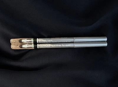 2 x CLINIQUE Quickliner For Eyes Eyeliner w/ Smudger Full Size 07 REALLY BLACK - Image 1 of 2