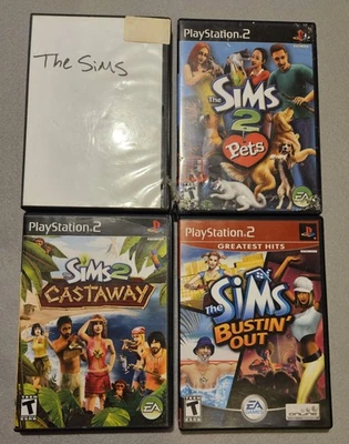The Sims Games Lot Bundle: Sims 1, Sims Pets, Sims Bustin Out, &  Castaways PS2 - Image 1 of 4