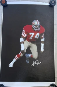 FRED DEAN SAN FRANCISCO 49ER'S POSTER SU TELA FIRMATO A MANO 35X25" JSA DISPONIBILE D - Foto 1 di 3