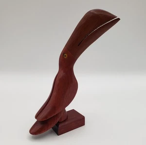Mahogany Wooden Toucan Bird Figurine Hand Carved In Brazil Folk Art - Picture 1 of 11