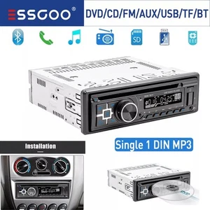 CD DVD Player USB AUX Bluetooth Car Stereo Single 1 DIN In-Dash FM Radio Stereo - Picture 1 of 12