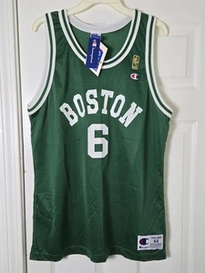 NWT Vintage Champion Boston Celtics Bill Russell Jersey Size 44 Large Gold 50th - Picture 1 of 7