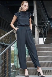 Mono 1.STATE Negro Manga Volantes Atado | Talla L Nuevo con Etiquetas - Imagen 1 de 9