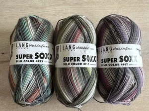 3x 100g Sockenwolle 4-fach/ Lang Yarns, Super Soxx, Silk Color/ Weekday Soxx - Bild 1 von 1