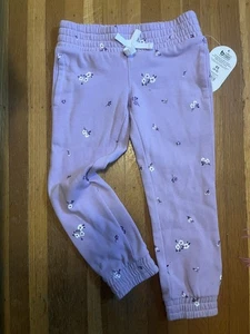 Wonder Nation Girls Fleece Jogger-Purple Size: 4/5 Lavender Flowers NEW/NWT - Picture 1 of 1