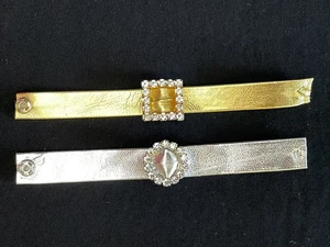 ShimmyShim diamanté buckle belts silver gold leatherette pop fasten fit 12" doll - Picture 1 of 4