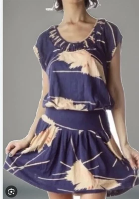 Vestido LEIFNOTES Anthropologie Scattered Stellar Plisado Azul Sin Mangas XS Foto 1 de 4