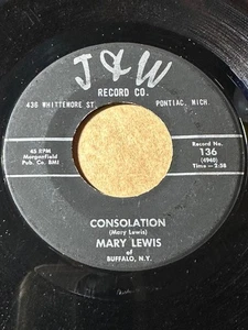 MARY LEWIS OF BUFFALO NY J&W 136 CONSOLATION / IN TIMES LIKE THESE VG- HEAR - Imagen 1 de 1