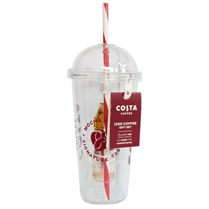 Costa Coffee Iced Coffee Cup & Syrup Gift Set Reusable Cup with Straw Christmas - Picture 1 of 7